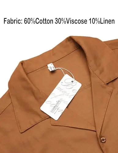 COOFANDY Mens Hawaiian Shirt Short Sleeve Buttoon Down Shirts Casual Tropical Floral Summer Linen Shirts - 4