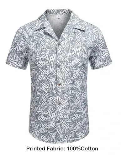 COOFANDY Mens Hawaiian Shirt Short Sleeve Buttoon Down Shirts Casual Tropical Floral Summer Linen Shirts - COOFANDY (1)