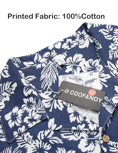 COOFANDY Mens Hawaiian Shirt Short Sleeve Buttoon Down Shirts Casual Tropical Floral Summer Linen Shirts - 5