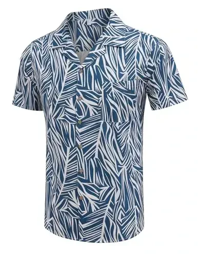 COOFANDY Mens Hawaiian Shirt Short Sleeve Buttoon Down Shirts Casual Tropical Floral Summer Linen Shirts - 3