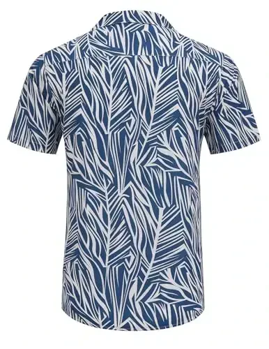 COOFANDY Mens Hawaiian Shirt Short Sleeve Buttoon Down Shirts Casual Tropical Floral Summer Linen Shirts - 4