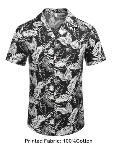 COOFANDY Mens Hawaiian Shirt Short Sleeve Buttoon Down Shirts Casual Tropical Floral Summer Linen Shirts - COOFANDY (1)