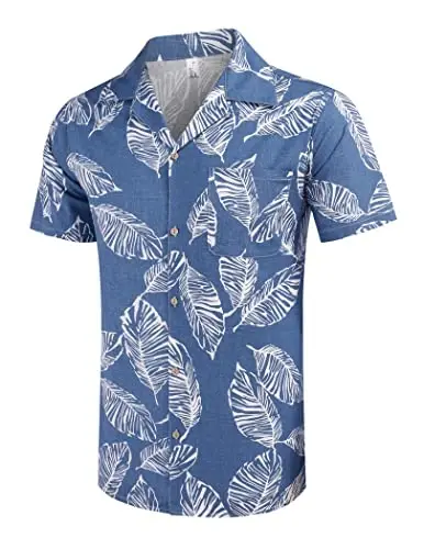 COOFANDY Mens Hawaiian Shirt Short Sleeve Buttoon Down Shirts Casual Tropical Floral Summer Linen Shirts - 3