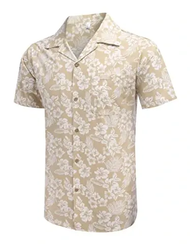 COOFANDY Mens Hawaiian Shirt Short Sleeve Buttoon Down Shirts Casual Tropical Floral Summer Linen Shirts - 3