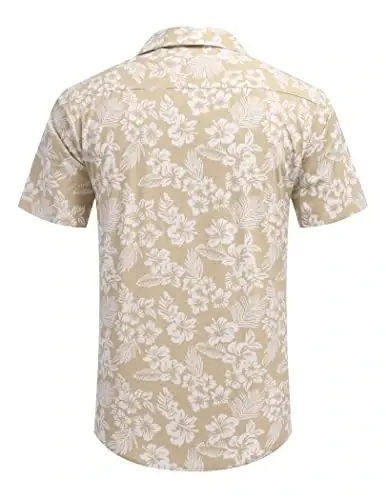 COOFANDY Mens Hawaiian Shirt Short Sleeve Buttoon Down Shirts Casual Tropical Floral Summer Linen Shirts - 4