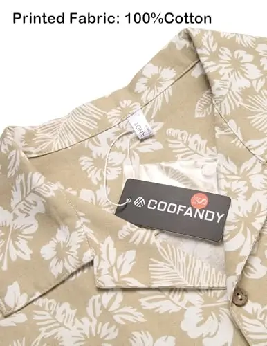 COOFANDY Mens Hawaiian Shirt Short Sleeve Buttoon Down Shirts Casual Tropical Floral Summer Linen Shirts - 5
