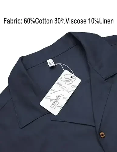 COOFANDY Mens Hawaiian Shirt Short Sleeve Buttoon Down Shirts Casual Tropical Floral Summer Linen Shirts - 5