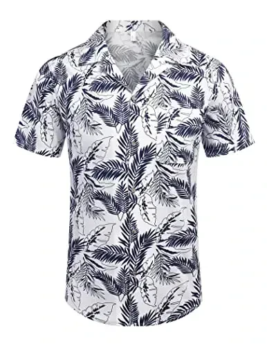 COOFANDY Mens Hawaiian Shirt Short Sleeve Buttoon Down Shirts Casual Tropical Floral Summer Linen Shirts - COOFANDY (1)