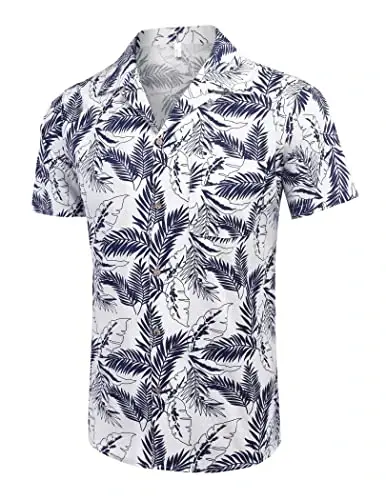 COOFANDY Mens Hawaiian Shirt Short Sleeve Buttoon Down Shirts Casual Tropical Floral Summer Linen Shirts - 3