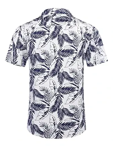 COOFANDY Mens Hawaiian Shirt Short Sleeve Buttoon Down Shirts Casual Tropical Floral Summer Linen Shirts - 4