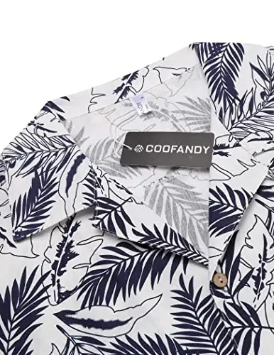 COOFANDY Mens Hawaiian Shirt Short Sleeve Buttoon Down Shirts Casual Tropical Floral Summer Linen Shirts - 5