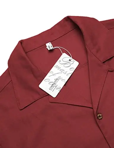 COOFANDY Mens Hawaiian Shirt Short Sleeve Buttoon Down Shirts Casual Tropical Floral Summer Linen Shirts - 5