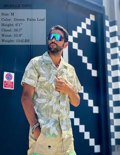 COOFANDY Mens Hawaiian Shirt Short Sleeve Buttoon Down Shirts Casual Tropical Floral Summer Linen Shirts - 3