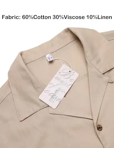 COOFANDY Mens Hawaiian Shirt Short Sleeve Buttoon Down Shirts Casual Tropical Floral Summer Linen Shirts - 5