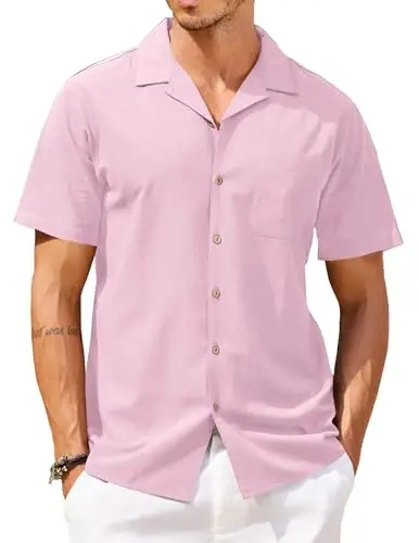 COOFANDY Mens Hawaiian Shirt Short Sleeve Buttoon Down Shirts Casual Tropical Floral Summer Linen Shirts 
