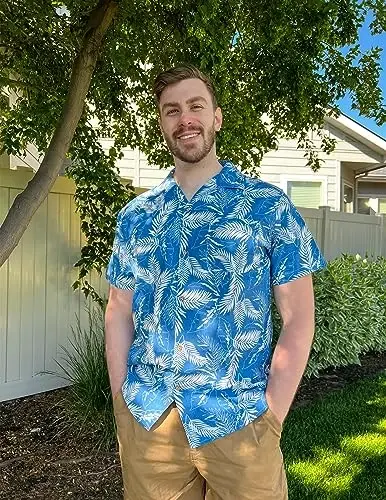 COOFANDY Mens Hawaiian Shirt Short Sleeve Buttoon Down Shirts Casual Tropical Floral Summer Linen Shirts - COOFANDY (1)