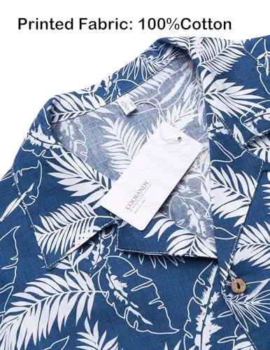 COOFANDY Mens Hawaiian Shirt Short Sleeve Buttoon Down Shirts Casual Tropical Floral Summer Linen Shirts - 4