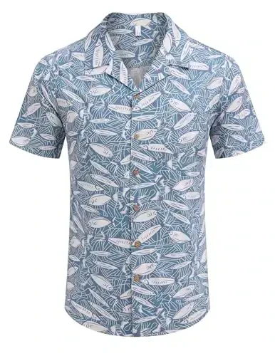 COOFANDY Mens Hawaiian Shirt Short Sleeve Buttoon Down Shirts Casual Tropical Floral Summer Linen Shirts - COOFANDY (1)