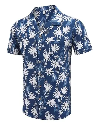 COOFANDY Mens Hawaiian Shirt Short Sleeve Buttoon Down Shirts Casual Tropical Floral Summer Linen Shirts - 3