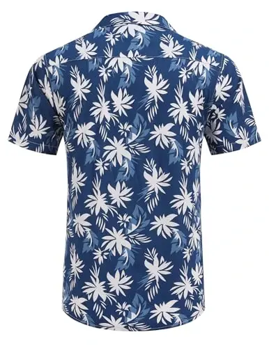 COOFANDY Mens Hawaiian Shirt Short Sleeve Buttoon Down Shirts Casual Tropical Floral Summer Linen Shirts - 4