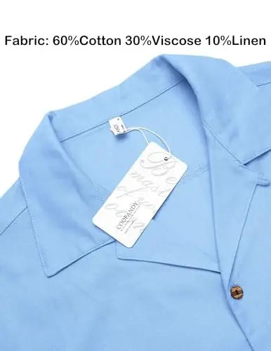 COOFANDY Mens Hawaiian Shirt Short Sleeve Buttoon Down Shirts Casual Tropical Floral Summer Linen Shirts - 5