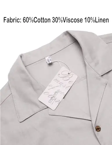 COOFANDY Mens Hawaiian Shirt Short Sleeve Buttoon Down Shirts Casual Tropical Floral Summer Linen Shirts - 5