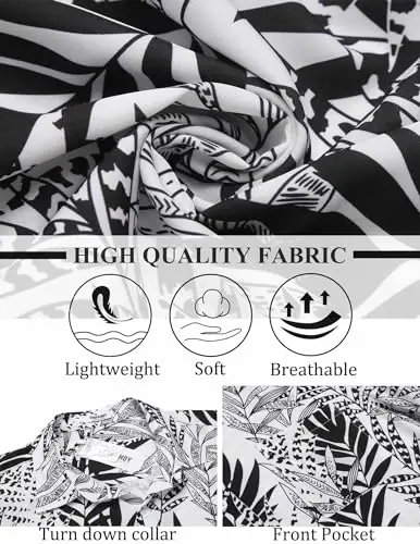 COOFANDY Mens Hawaiian Shirt Short Sleeve Button Down Shirts Tropical Summer Beach Shirts Casual Floral Aloha Shirts - 5