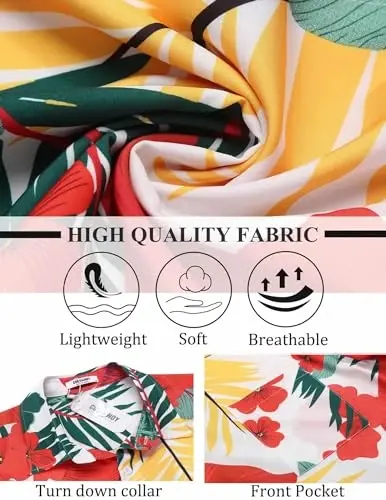 COOFANDY Mens Hawaiian Shirt Short Sleeve Button Down Shirts Tropical Summer Beach Shirts Casual Floral Aloha Shirts - 5