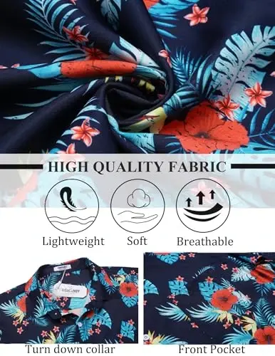 COOFANDY Mens Hawaiian Shirt Short Sleeve Button Down Shirts Tropical Summer Beach Shirts Casual Floral Aloha Shirts - 5