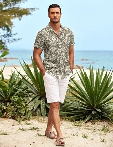 COOFANDY Mens Hawaiian Shirt Short Sleeve Button Down Shirts Tropical Summer Beach Shirts Casual Floral Aloha Shirts - 3