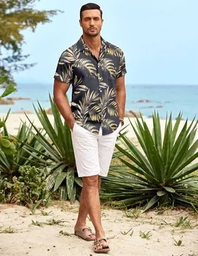 COOFANDY Mens Hawaiian Shirt Short Sleeve Button Down Shirts Tropical Summer Beach Shirts Casual Floral Aloha Shirts - 3