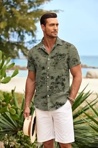COOFANDY Mens Hawaiian Shirt Short Sleeve Button Down Shirts Tropical Summer Beach Shirts Casual Floral Aloha Shirts - 3