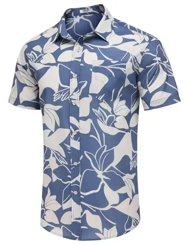 COOFANDY Mens Hawaiian Shirts Short Sleeve Casual Button Down Tropical Beach Shirt - 3