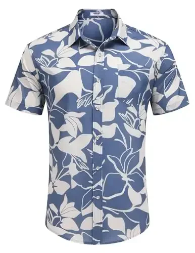 COOFANDY Mens Hawaiian Shirts Short Sleeve Casual Button Down Tropical Beach Shirt - 2