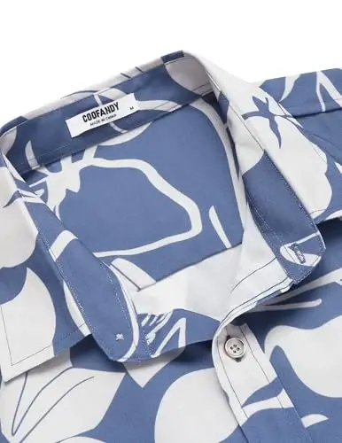 COOFANDY Mens Hawaiian Shirts Short Sleeve Casual Button Down Tropical Beach Shirt - 5