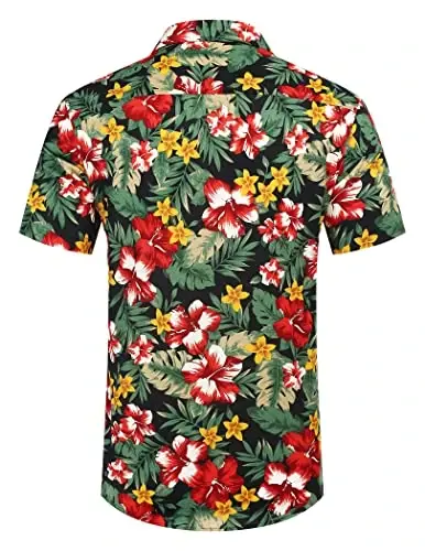 COOFANDY Mens Hawaiian Shirts Short Sleeve Casual Button Down Tropical Beach Shirt - 6