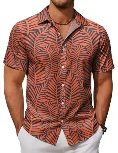 COOFANDY Mens Hawaiian Shirts Short Sleeve Button Down Aloha Shirt Casual Beach Clothes - 1