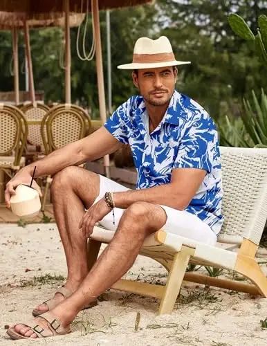 COOFANDY Mens Hawaiian Shirts Short Sleeve Button Down Aloha Shirt Casual Beach Clothes - 2
