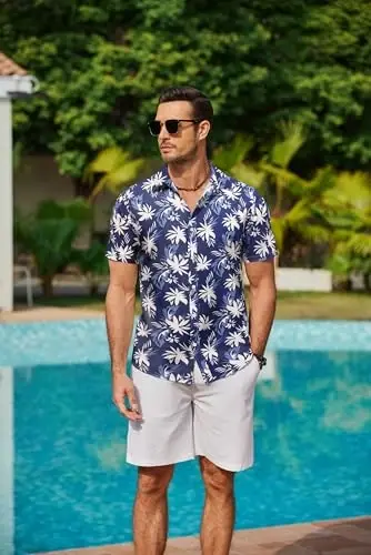 COOFANDY Mens Hawaiian Shirts Short Sleeve Tropical Button Down Shirt Floral Shirt Summer Beach Shirt - 3