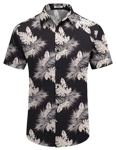 COOFANDY Mens Hawaiian Shirts Short Sleeve Button Down Aloha Shirt Casual Beach Clothes - 6