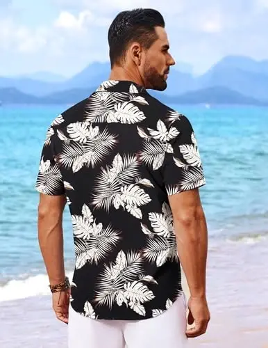 COOFANDY Mens Hawaiian Shirt Short Sleeve Button Down Shirts Tropical Floral Summer Beach Shirts - 4