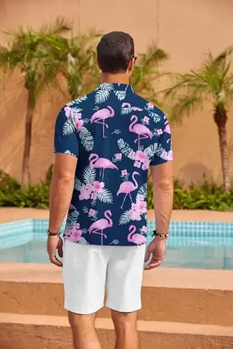 COOFANDY Hawaiian Shirts for Men Short Sleeve Casual Button Down Shirt Tropical Summer Beach Shirt - 4