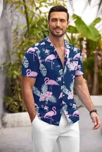 COOFANDY Hawaiian Shirts for Men Short Sleeve Casual Button Down Shirt Tropical Summer Beach Shirt - COOFANDY (1)
