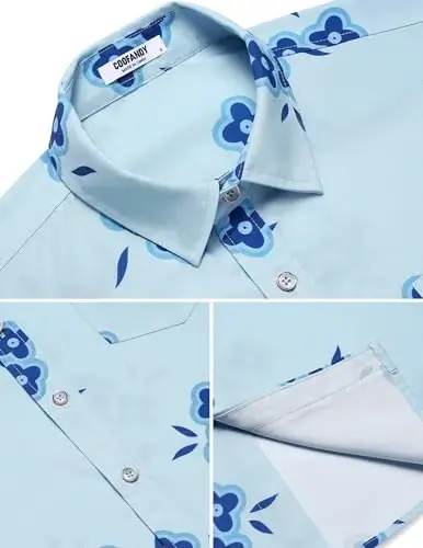 COOFANDY Mens Hawaiian Shirts Short Sleeve Casual Button Down Tropical Beach Shirt - 5