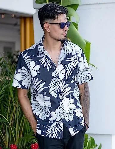 COOFANDY Mens Hawaiian Shirts Short Sleeve Casual Button Down Tropical Beach Shirt - 2