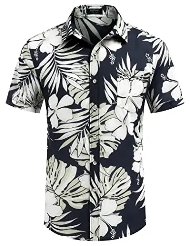 COOFANDY Mens Hawaiian Shirts Short Sleeve Casual Button Down Tropical Beach Shirt - 3