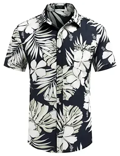 COOFANDY Mens Hawaiian Shirts Short Sleeve Casual Button Down Tropical Beach Shirt - 3