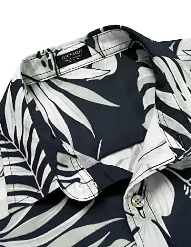 COOFANDY Mens Hawaiian Shirts Short Sleeve Casual Button Down Tropical Beach Shirt - 4