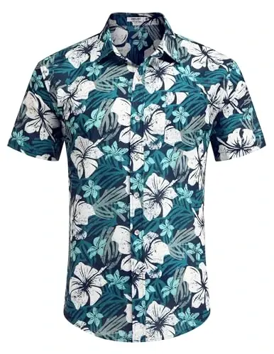 COOFANDY Mens Hawaiian Shirts Short Sleeve Casual Button Down Tropical Beach Shirt - 2