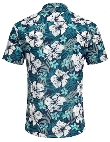 COOFANDY Mens Hawaiian Shirts Short Sleeve Casual Button Down Tropical Beach Shirt - 4